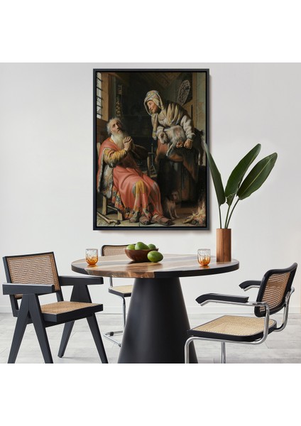 Çerçeveli Dekoratif Kanvas Tablo, Rembrandt - Tobit ve Anna Çocuk ile Birlikte TABLO-7439