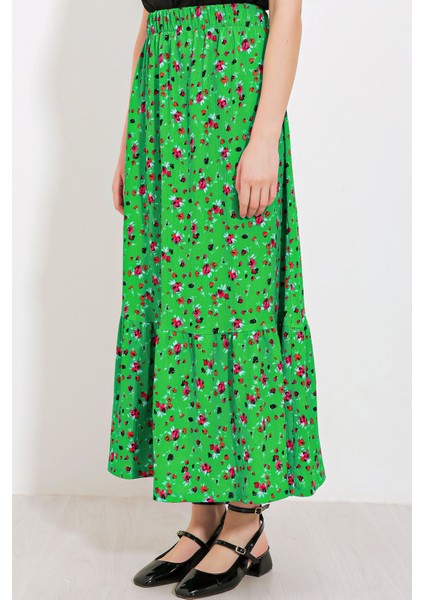 Kadın BDART Esnek Bel ile Dokulu Uzun Triko Etek Green modelleri