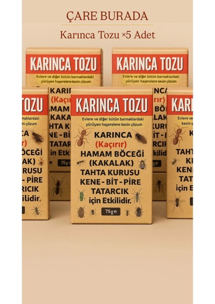 Karınca Tozu ×5 Adet 75 gr (Kene & Bit & Pire & Tahta Kurusu & Hamam Böceği)