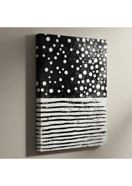 Soyut Nokta ve Çizgi Desenli Modern Sanat Tablosu