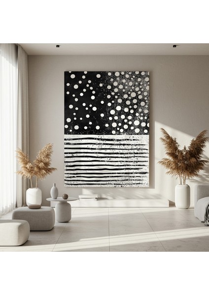 Soyut Nokta ve Çizgi Desenli Modern Sanat Tablosu fırsatları