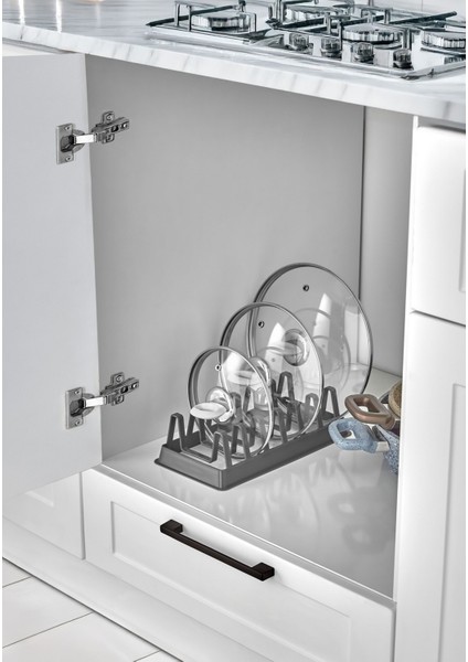 Beyaz 6 Bölmeli Tencere ve Tabak Düzenleyici Organizer G-234 modelleri
