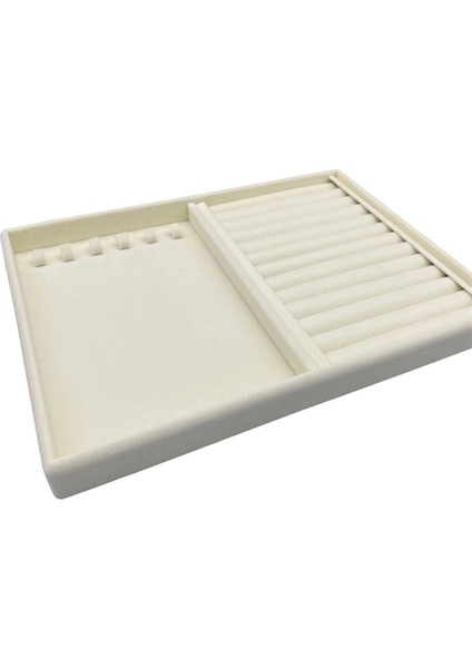 Süet Kumaş Takı Çekmece Içi Standı, Krem, 34/24 Cm, Tırnaklı, Sosisli, Bej