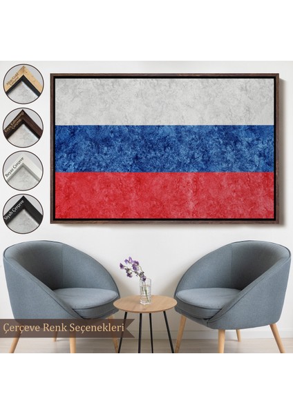 Çerçeveli Dekoratif Kanvas Tablo, Rusya BAYRAĞI-7271