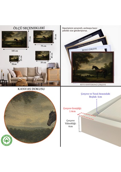 Çerçeveli Dekoratif Kanvas Tablo, Kahverengi Ingiliz Atı TABLOSU-7022 indirimleri