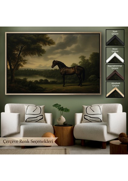 Çerçeveli Dekoratif Kanvas Tablo, Kahverengi Ingiliz Atı TABLOSU-7022