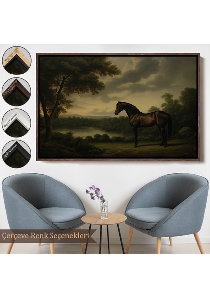 Çerçeveli Dekoratif Kanvas Tablo, Kahverengi Ingiliz Atı TABLOSU-7022