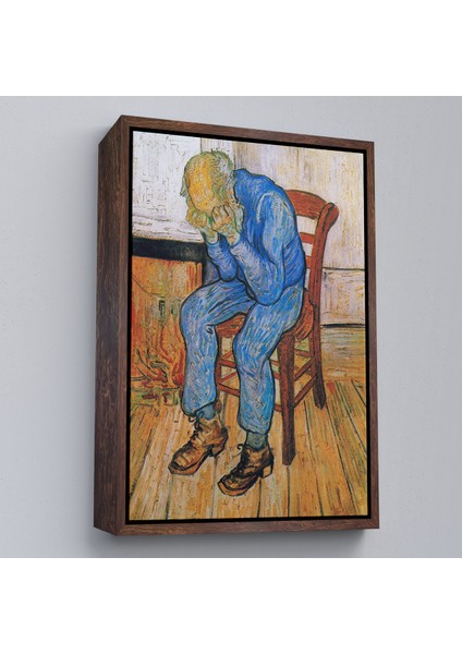 Çerçeveli Dekoratif Kanvas Tablo, Acı Çeken Yaşlı Adam Sonsuzluğun Eşiğinde - Vincent Van GOGH-7442