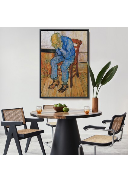 Çerçeveli Dekoratif Kanvas Tablo, Acı Çeken Yaşlı Adam Sonsuzluğun Eşiğinde - Vincent Van GOGH-7442