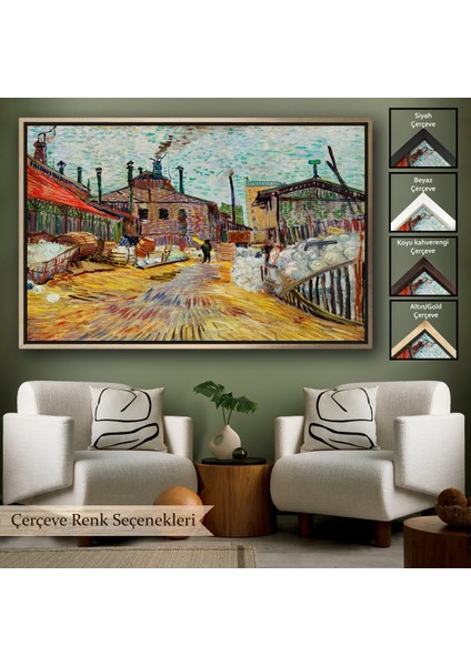 Çerçeveli Dekoratif Kanvas Tablo, Vincent Van Gogh Asnieresdeki Fabrika The Factory At ASNIERES-7166