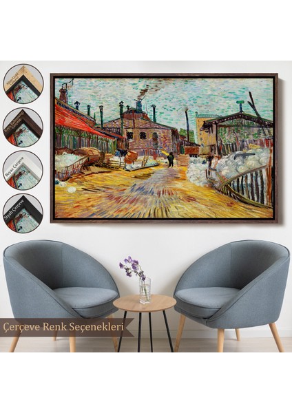 Çerçeveli Dekoratif Kanvas Tablo, Vincent Van Gogh Asnieresdeki Fabrika The Factory At ASNIERES-7166