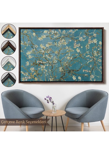 Çerçeveli Dekoratif Kanvas Tablo, Vincent Van Gogh - Çiçek Açan Badem Ağacı TABLOSU-7050