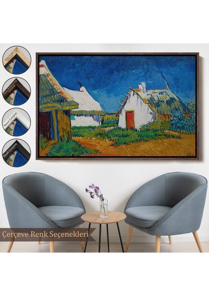 Çerçeveli Dekoratif Kanvas Tablo, Vincent Van Gogh - Saintes Mariesde Üç Beyaz Kulübe TABLOSU-7189