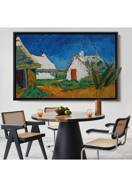 Çerçeveli Dekoratif Kanvas Tablo, Vincent Van Gogh - Saintes Mariesde Üç Beyaz Kulübe TABLOSU-7189