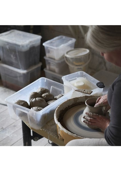 28X20X14 cm Çok Renkli Kapaklı Şeffaf Saklama Kutusu, 5 Lt, Düzenli Depolama Sağlar modelleri