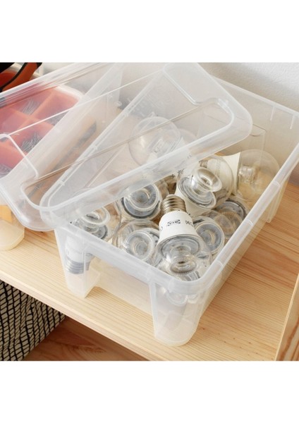 28X20X14 cm Çok Renkli Kapaklı Şeffaf Saklama Kutusu, 5 Lt, Düzenli Depolama Sağlar fırsatları
