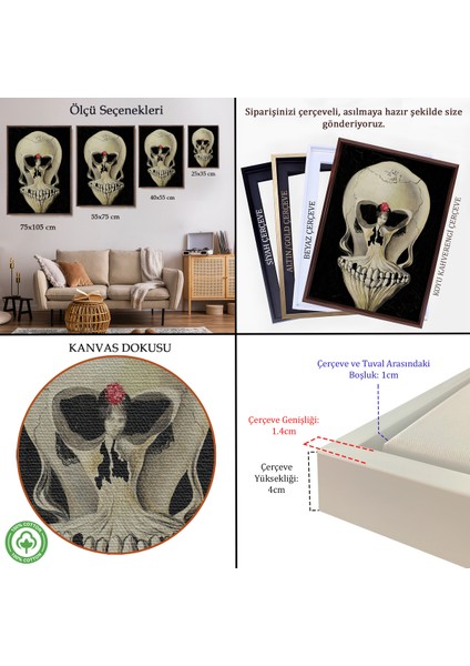 Çerçeveli Dekoratif Kanvas Tablo, Salvador Dali - Balerin ve Kafatası TABLO-7393 indirimleri