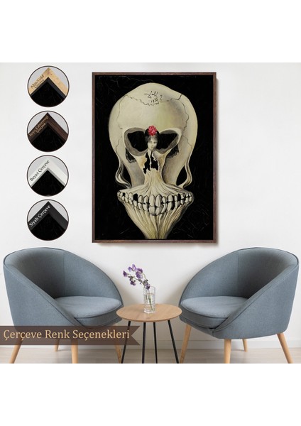 Çerçeveli Dekoratif Kanvas Tablo, Salvador Dali - Balerin ve Kafatası TABLO-7393