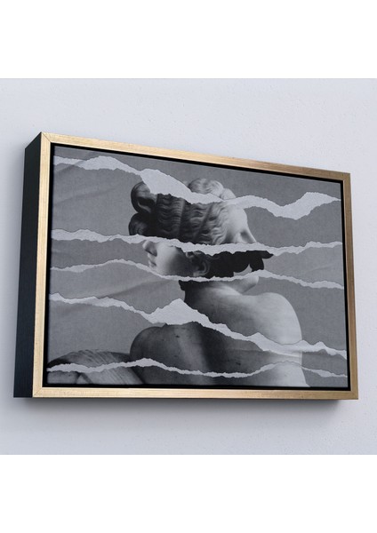 Çerçeveli Dekoratif Kanvas Tablo, Yunan Heykeli Görüntüsü Yırtık Kağıt TABLOSU-7231