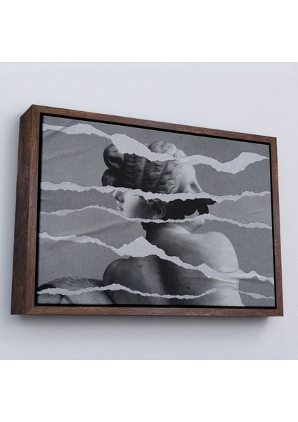 Çerçeveli Dekoratif Kanvas Tablo, Yunan Heykeli Görüntüsü Yırtık Kağıt TABLOSU-7231 fiyatları