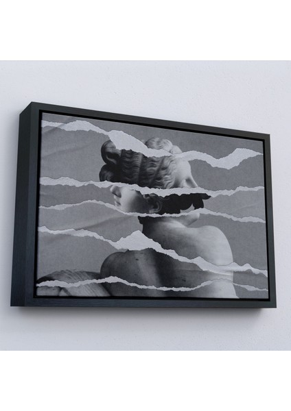 Çerçeveli Dekoratif Kanvas Tablo, Yunan Heykeli Görüntüsü Yırtık Kağıt TABLOSU-7231 modelleri