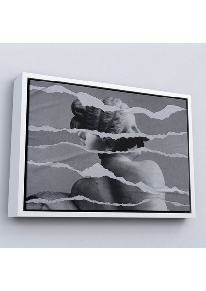 Çerçeveli Dekoratif Kanvas Tablo, Yunan Heykeli Görüntüsü Yırtık Kağıt TABLOSU-7231 fırsatları