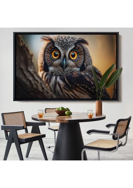 Çerçeveli Dekoratif Kanvas Tablo, Sevimli Baykuş TABLOSU-7223