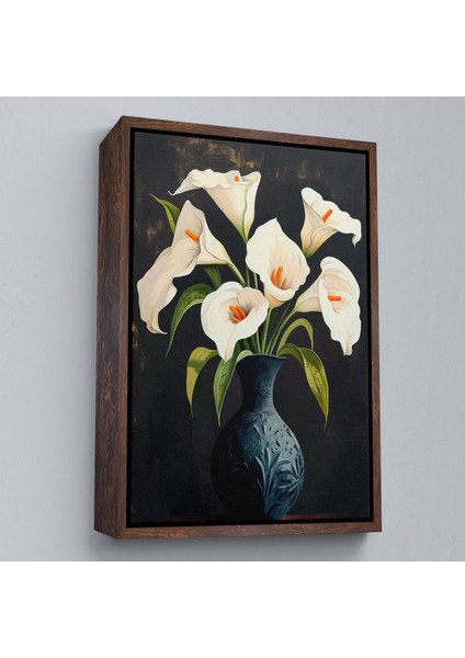 Çerçeveli Dekoratif Kanvas Tablo, Vazo Içindeki Beyaz Çiçekler TABLO-7555 fiyatları