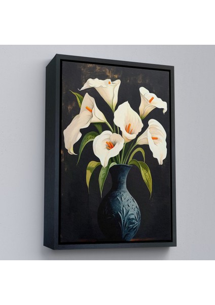 Çerçeveli Dekoratif Kanvas Tablo, Vazo Içindeki Beyaz Çiçekler TABLO-7555 modelleri