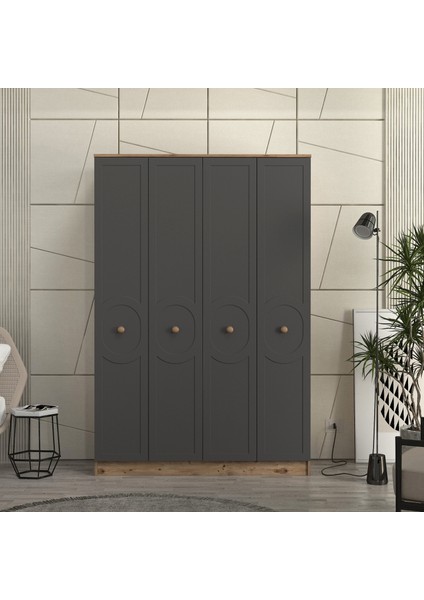 Luna 4 Kapaklı Bazalı Gardırop Tamamı Mdf fiyatları