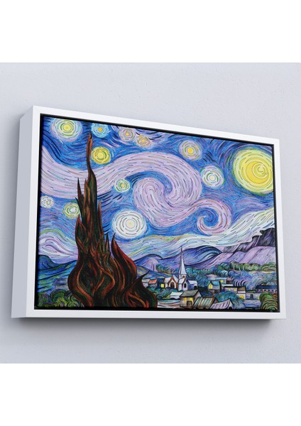 Çerçeveli Dekoratif Kanvas Tablo, Vincent Van Gogh - Yıldızlı Geceler Premium Görüntü TABLOSU-7163