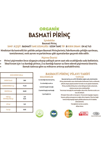 Organik Basmati Pirinç - 1 Kilo modelleri