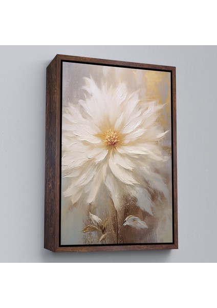 Çerçeveli Dekoratif Kanvas Tablo, Yağlıboya Görünümlü Beyaz Çiçek TABLO-7559 fiyatları