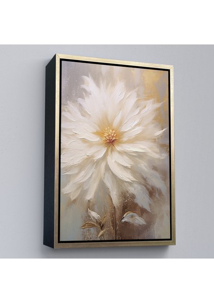 Çerçeveli Dekoratif Kanvas Tablo, Yağlıboya Görünümlü Beyaz Çiçek TABLO-7559 modelleri