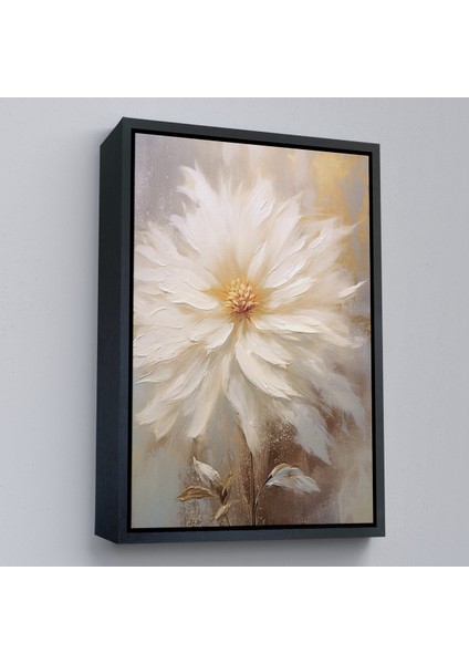 Çerçeveli Dekoratif Kanvas Tablo, Yağlıboya Görünümlü Beyaz Çiçek TABLO-7559 fırsatları