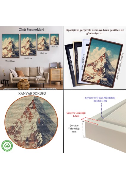 Çerçeveli Dekoratif Kanvas Tablo, Everest Dağı TABLO-7604 indirimleri