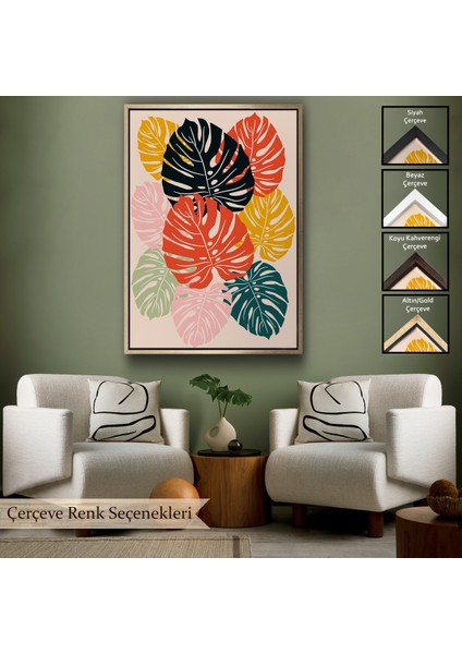 Çerçeveli Dekoratif Kanvas Tablo, Tropikal Yapraklar TABLOSU-7663