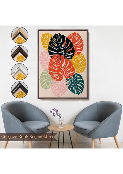 Çerçeveli Dekoratif Kanvas Tablo, Tropikal Yapraklar TABLOSU-7663