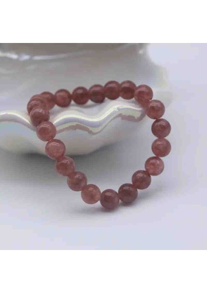 Şifalı - Çilek Kuvars Doğal Taş Bileklik 6 mm – Sevgi ve Pozitif Enerji Taşı - Elastik Ipli fiyatları