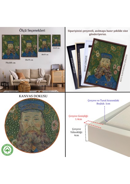 Çerçeveli Dekoratif Kanvas Tablo, Vincent Van Gogh - Joseph Roulin'in Portresi TABLO-7479 indirimleri