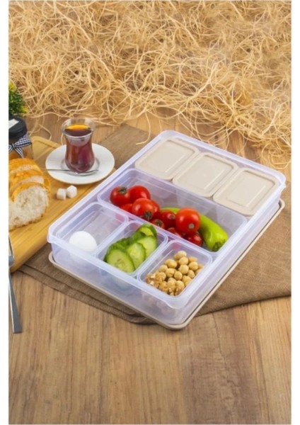 8'li Çok Renkli Piknik ve Kahvaltı Taze Gıda Saklama Kabı Seti