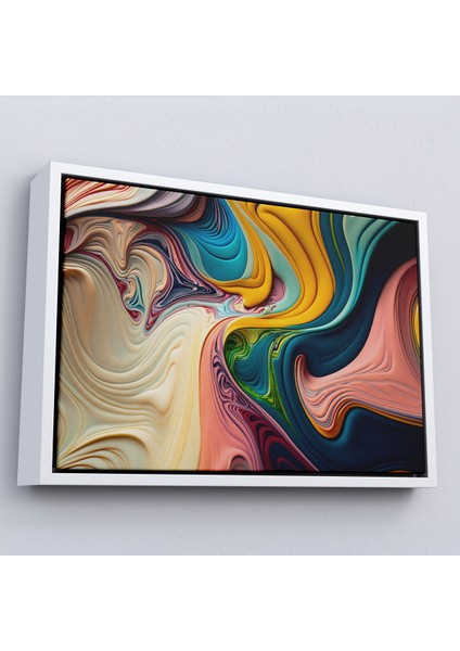 Çerçeveli Dekoratif Kanvas Tablo, Renkli Girdap Boyalar TABLOSU-7235