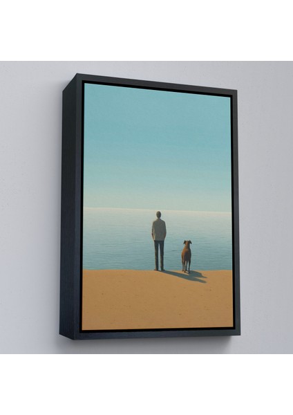 Çerçeveli Dekoratif Kanvas Tablo, Sahilde Tefekkür Eden Adam TABLOSU-7509