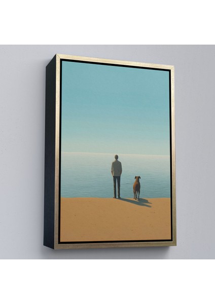 Çerçeveli Dekoratif Kanvas Tablo, Sahilde Tefekkür Eden Adam TABLOSU-7509 modelleri