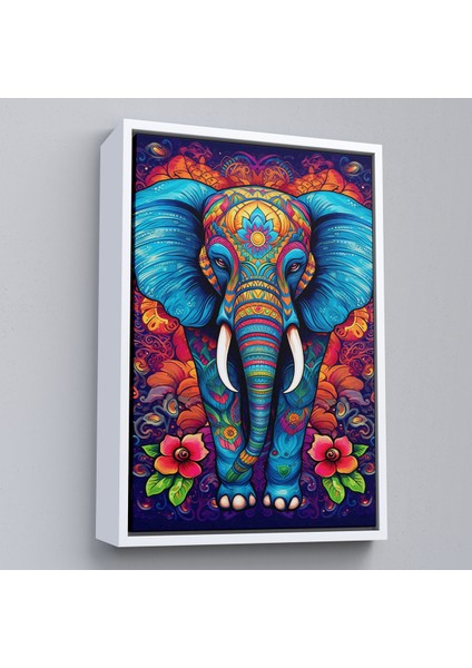 Çerçeveli Dekoratif Kanvas Tablo, Fil Mandala TABLO-7526