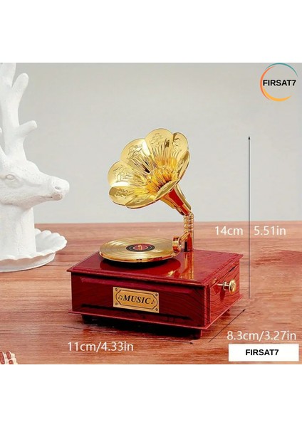 Özel Tasarım Nostaljik Gramafon Hareketli Müzik Kutusu ve Takı Kutusu Hareketli Müzikli Gramofon fırsatları