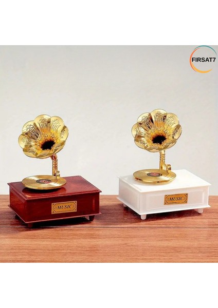 Özel Tasarım Nostaljik Gramafon Hareketli Müzik Kutusu ve Takı Kutusu Hareketli Müzikli Gramofon indirimleri