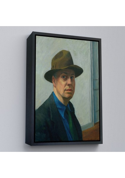 Çerçeveli Dekoratif Kanvas Tablo, Edward Hopper Tablosu - Self PORTRAIT-7407 fırsatları