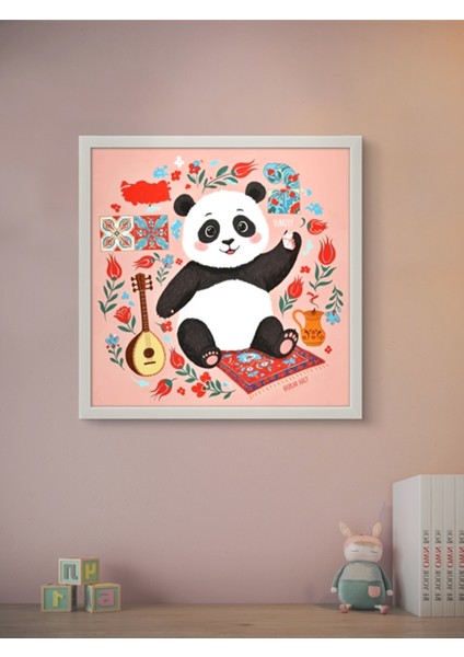 Türk Kültürü Panda LED Tablo – 60X60 cm | Sıva Üstü Montajlı, Tak-Çalıştır Sistem, Arapuarlı