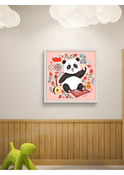 Türk Kültürü Panda LED Tablo – 60X60 cm | Sıva Üstü Montajlı, Tak-Çalıştır Sistem, Arapuarlı modelleri